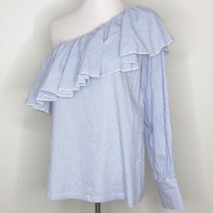 Ann Taylor Loft One Shoulder Ruffle Top Size Large